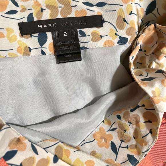 MARC JACOBS Silk Floral Print Pleated Skirt, Blue Yellow Orange, US 2 - Picture 6 of 16